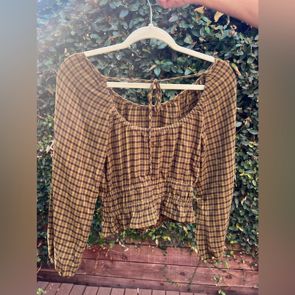 Madewell Tie-Back Cutout Top in Plaid XS - Picture 3 of 5